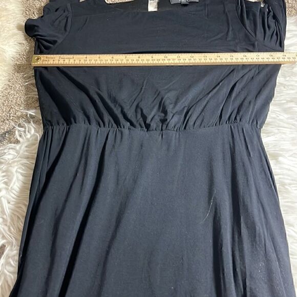 Adelyn Rae Dress Womens size Large Modest Ruched sides Midi Witchy Black Modal - Picture 6 of 8